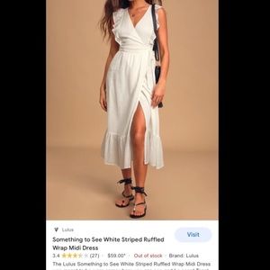 Lulus White Striped Ruffled Wrap Dress